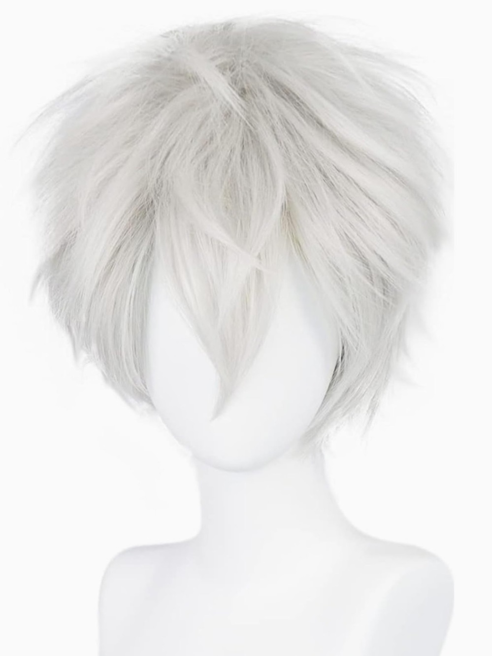 NWT Anime Short Silver White Layered Pixie Cut Wig